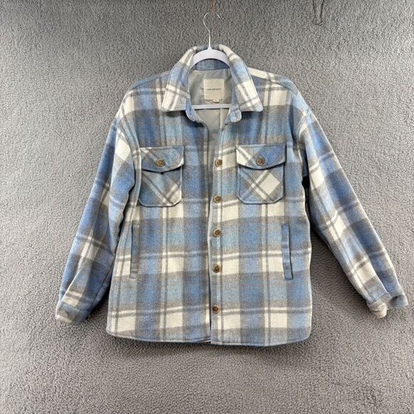 Thread & Supply Shacket in Light Blue Plaid Size Small - Picture 1 of 13